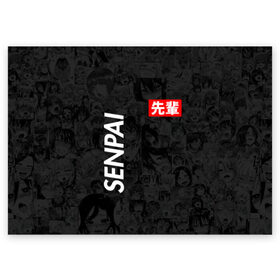 Поздравительная открытка с принтом Senpai (Поло) в Екатеринбурге, 100% бумага | плотность бумаги 280 г/м2, матовая, на обратной стороне линовка и место для марки
 | 2 versia | ahegao | anime | manga | paint | red | sempai | senpai | sup | supreme | trend | white | аниме | белый | манга | семпай | сенпай | суп | суприм