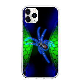 Чехол для iPhone 11 Pro Max матовый с принтом Паук на ночной охоте в Екатеринбурге, Силикон |  | зеленая броня | зеленый неон | классный дизайн | ночь | паук | паук дизайн | паук на охоте | паук охотник | пчелиные | соты | темная футболка | футболка с пауком | черные соты