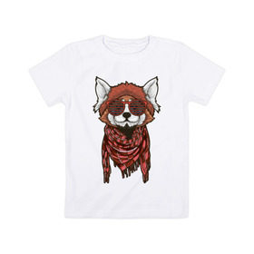 Детская футболка хлопок с принтом Red panda в Екатеринбурге, 100% хлопок | круглый вырез горловины, полуприлегающий силуэт, длина до линии бедер | panda | животные | звери | панда | панды | природа