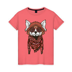Женская футболка хлопок с принтом Red panda в Екатеринбурге, 100% хлопок | прямой крой, круглый вырез горловины, длина до линии бедер, слегка спущенное плечо | panda | животные | звери | панда | панды | природа
