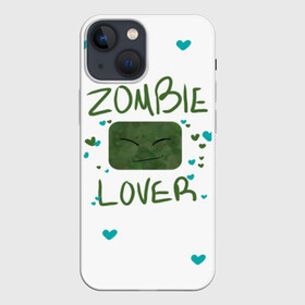 Чехол для iPhone 13 mini с принтом Zombie Lover в Екатеринбурге,  |  | Тематика изображения на принте: funny | mine | minecraft | mods | noob | pro | skins | story | vs | zombie | инди | конструктор | майнкрафт | моды | нуб | скин | скрипер | шахта