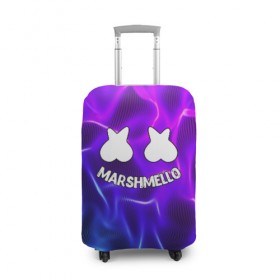 Чехол для чемодана 3D с принтом Marshmello THUNDER в Екатеринбурге, 86% полиэфир, 14% спандекс | двустороннее нанесение принта, прорези для ручек и колес | christopher comstock | dj | marshmello | music | диджей | клубная музыка | клубняк | крис комсток | логотип | маршмеллоу | музыка