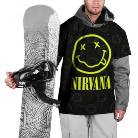 Накидка на куртку 3D с принтом Nirvana 1 в Екатеринбурге, 100% полиэстер |  | cobain | kurt | kurt cobain | nirvana | rock | smile | гитара | кобейн | курт | курт кобейн | нирвана | рок