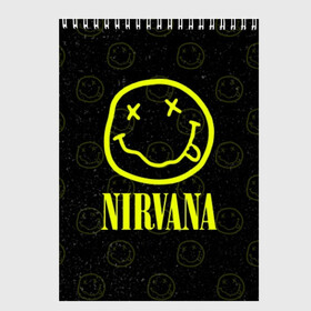 Скетчбук с принтом Nirvana 1 в Екатеринбурге, 100% бумага
 | 48 листов, плотность листов — 100 г/м2, плотность картонной обложки — 250 г/м2. Листы скреплены сверху удобной пружинной спиралью | Тематика изображения на принте: cobain | kurt | kurt cobain | nirvana | rock | smile | гитара | кобейн | курт | курт кобейн | нирвана | рок