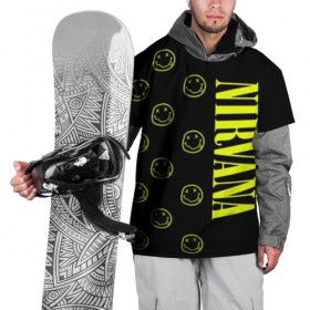 Накидка на куртку 3D с принтом Nirvana 2 в Екатеринбурге, 100% полиэстер |  | cobain | kurt | kurt cobain | nirvana | rock | smile | гитара | кобейн | курт | курт кобейн | нирвана | рок