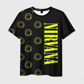 Мужская футболка 3D с принтом Nirvana 2 в Екатеринбурге, 100% полиэфир | прямой крой, круглый вырез горловины, длина до линии бедер | Тематика изображения на принте: cobain | kurt | kurt cobain | nirvana | rock | smile | гитара | кобейн | курт | курт кобейн | нирвана | рок