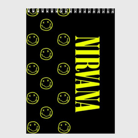 Скетчбук с принтом Nirvana 2 в Екатеринбурге, 100% бумага
 | 48 листов, плотность листов — 100 г/м2, плотность картонной обложки — 250 г/м2. Листы скреплены сверху удобной пружинной спиралью | Тематика изображения на принте: cobain | kurt | kurt cobain | nirvana | rock | smile | гитара | кобейн | курт | курт кобейн | нирвана | рок
