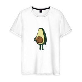 Мужская футболка хлопок с принтом Авокадо в Екатеринбурге, 100% хлопок | прямой крой, круглый вырез горловины, длина до линии бедер, слегка спущенное плечо. | авокадо | фрукт
