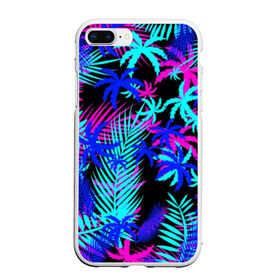 Чехол для iPhone 7Plus/8 Plus матовый с принтом НЕОНОВЫЕ ТРОПИКИ TROPICAL NEON в Екатеринбурге, Силикон | Область печати: задняя сторона чехла, без боковых панелей | hotline miami | neon | new retro wave | outrun | outrun electro | paints | palmen | rainbow | retro | retrowave | summer | synth | synthwave | tropical | брызги | брызги красок | звёзды | космос | краски | лето | неон | пальмы | радуга | 