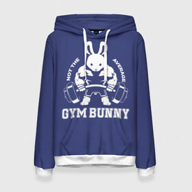 Женская толстовка 3D с принтом GYM BUNNY в Екатеринбурге, 100% полиэстер  | двухслойный капюшон со шнурком для регулировки, мягкие манжеты на рукавах и по низу толстовки, спереди карман-кенгуру с мягким внутренним слоем. | Тематика изображения на принте: bodybuilding | diet | exercise | fitness | gym | heath | motivation | muscle | phil | training | workout | бодибилдинг | мотивация | спорт | трансформация | фитнес | эстетичный