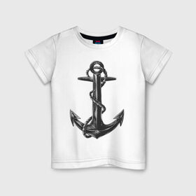 Детская футболка хлопок с принтом ВМФ в Екатеринбурге, 100% хлопок | круглый вырез горловины, полуприлегающий силуэт, длина до линии бедер | армия | вмф | военно морской флот | море | морская пехота | моряк | моряки | морячок | солдаты | якорь