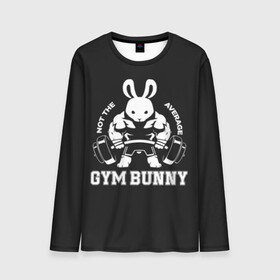 Мужской лонгслив 3D с принтом GYM BUNNY в Екатеринбурге, 100% полиэстер | длинные рукава, круглый вырез горловины, полуприлегающий силуэт | bodybuilding | diet | exercise | fitness | gym | heath | motivation | muscle | phil | training | workout | бодибилдинг | мотивация | спорт | трансформация | фитнес | эстетичный