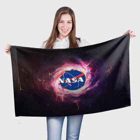 Флаг 3D с принтом Nasa. в Екатеринбурге, 100% полиэстер | плотность ткани — 95 г/м2, размер — 67 х 109 см. Принт наносится с одной стороны | galaxy | nasa | outer space | space company | star | астрономия | галактика | звезды | космическая компания | космическое пространство | космос | наса
