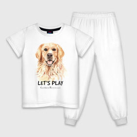 Детская пижама хлопок с принтом Золотистый ретривер в Екатеринбурге, 100% хлопок |  брюки и футболка прямого кроя, без карманов, на брюках мягкая резинка на поясе и по низу штанин
 | golden retriever | золотистый ретривер | ретривер | собака | собаки