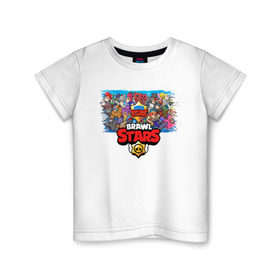 Детская футболка хлопок с принтом BRAWL STARS в Екатеринбурге, 100% хлопок | круглый вырез горловины, полуприлегающий силуэт, длина до линии бедер | android | brawl stars | games | mobile game | stars | игры | мобильные игры