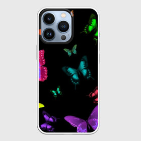 Чехол для iPhone 13 Pro с принтом Ночные Бабочки в Екатеринбурге,  |  | Тематика изображения на принте: butterfly | бабочка | бабочки | биология | животные | краски | крылья | насекомые | ночь | разноцветные | черный | яркие