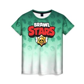Женская футболка 3D с принтом BRAWL STARS в Екатеринбурге, 100% полиэфир ( синтетическое хлопкоподобное полотно) | прямой крой, круглый вырез горловины, длина до линии бедер | android | brawl stars | games | mobile game | stars | игры | мобильные игры