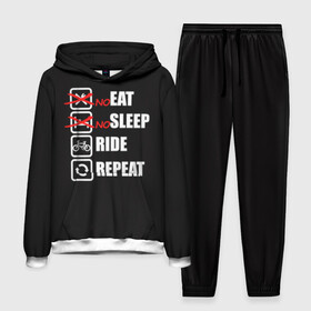 Мужской костюм 3D (с толстовкой) с принтом Ride black в Екатеринбурге,  |  | bicycle | bike | cycle | eat | eat sleep | eat sleep repeat | eat sleep ride | eat sleep ride repeat | ride | sleep | вело | велосипед | есть | катать | повторить | спать