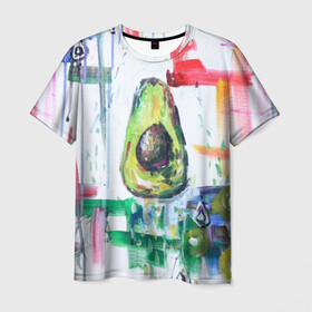 Мужская футболка 3D с принтом Авокадо авангард в Екатеринбурге, 100% полиэфир | прямой крой, круглый вырез горловины, длина до линии бедер | авокадо | веган | девушкам | здоровое питание | здоровье | люблю авокадо | овощи | пп | стильно | сыроед | фрукты