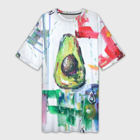 Платье-футболка 3D с принтом Авокадо авангард в Екатеринбурге,  |  | авокадо | веган | девушкам | здоровое питание | здоровье | люблю авокадо | овощи | пп | стильно | сыроед | фрукты