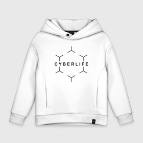 Детское худи Oversize хлопок с принтом CYBERLIFE  в Екатеринбурге, френч-терри — 70% хлопок, 30% полиэстер. Мягкий теплый начес внутри —100% хлопок | боковые карманы, эластичные манжеты и нижняя кромка, капюшон на магнитной кнопке | android | cyber life | cyberlife | detroit | detroit: become human | deviant | game | gamer | kara | markus | андроид | девиант | детройт | игра | игры | коннор | маркус | технологии