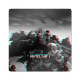 Магнит виниловый Квадрат с принтом MINECRAFT GLITCH в Екатеринбурге, полимерный материал с магнитным слоем | размер 9*9 см, закругленные углы | blade | blocks | creeper | cubes | game | ken | mine craft | minecraft | mobs | sword | игры | крипер | майн крафт | майнкрафт | моб