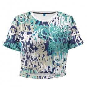 Женская футболка Cropp-top с принтом Граффити в Екатеринбурге, 100% полиэстер | круглая горловина, длина футболки до линии талии, рукава с отворотами | 