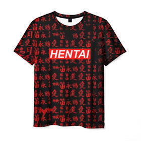 Мужская футболка 3D с принтом HENTAI в Екатеринбурге, 100% полиэфир | прямой крой, круглый вырез горловины, длина до линии бедер | ahegao | anime | kawai | kowai | oppai | otaku | senpai | sugoi | waifu | yandere | аниме | ахегао | ковай | культура | отаку | сенпай | тренд | яндере