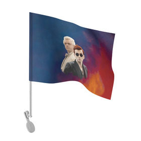 Флаг для автомобиля с принтом Кроули и Азирафель в Екатеринбурге, 100% полиэстер | Размер: 30*21 см | evil | good | good omens | азирафель | ангел | благие намерения | гуд оменс | демон | кроули | цитата
