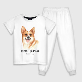 Детская пижама хлопок с принтом Корги в Екатеринбурге, 100% хлопок |  брюки и футболка прямого кроя, без карманов, на брюках мягкая резинка на поясе и по низу штанин
 | corgi | корги | собака | собаки