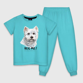 Детская пижама хлопок с принтом Вест-хайленд-уайт-терьер в Екатеринбурге, 100% хлопок |  брюки и футболка прямого кроя, без карманов, на брюках мягкая резинка на поясе и по низу штанин
 | Тематика изображения на принте: dog | highland | terrier | west | white | вест | собака | собаки | терьер | уайт | хайленд