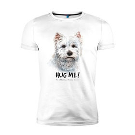 Мужская футболка премиум с принтом Вест-хайленд-уайт-терьер в Екатеринбурге, 92% хлопок, 8% лайкра | приталенный силуэт, круглый вырез ворота, длина до линии бедра, короткий рукав | Тематика изображения на принте: dog | highland | terrier | west | white | вест | собака | собаки | терьер | уайт | хайленд