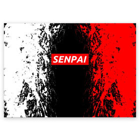 Поздравительная открытка с принтом SENPAI в Екатеринбурге, 100% бумага | плотность бумаги 280 г/м2, матовая, на обратной стороне линовка и место для марки
 | Тематика изображения на принте: ahegao | anime | kawai | kowai | oppai | otaku | senpai | sugoi | waifu | yandere | аниме | ахегао | ковай | культура | отаку | сенпай | тренд | яндере