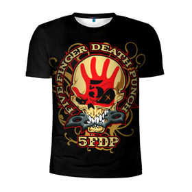 Мужская футболка 3D спортивная с принтом Five Finger Death Punch в Екатеринбурге, 100% полиэстер с улучшенными характеристиками | приталенный силуэт, круглая горловина, широкие плечи, сужается к линии бедра | 5fdp | ffdp | five finger death punch | metal | альтернатива | группы | метал | музыка | хеви метал
