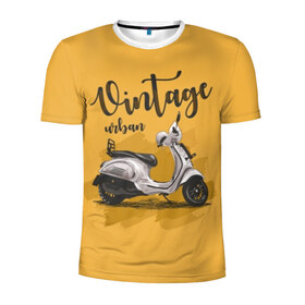 Мужская футболка 3D спортивная с принтом Винтажный скутер в Екатеринбурге, 100% полиэстер с улучшенными характеристиками | приталенный силуэт, круглая горловина, широкие плечи, сужается к линии бедра | background | black | city | color | cool | gray | mope | motorcycle | retro | scooter | style | technique | urban | vintage | white | yellow | белый | винтаж | город | городской | двухколёсный | желтый | мопед | мотороллер | мотоцикл | прикольно | ретро |