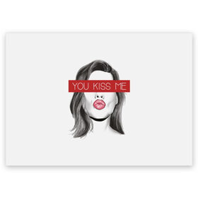 Поздравительная открытка с принтом Поцелуй меня в Екатеринбурге, 100% бумага | плотность бумаги 280 г/м2, матовая, на обратной стороне линовка и место для марки
 | поцелуй меня