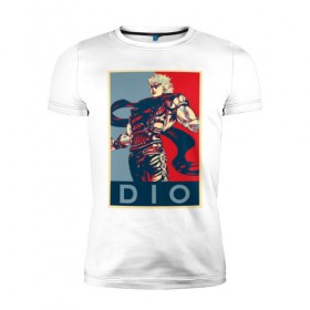Мужская футболка премиум с принтом Дио Брандо в Екатеринбурге, 92% хлопок, 8% лайкра | приталенный силуэт, круглый вырез ворота, длина до линии бедра, короткий рукав | anime | dio | jojo | manga | аниме | джоджо | дио брандо | манга