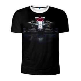 Мужская футболка 3D спортивная с принтом Альфа ромео Болид F1 в Екатеринбурге, 100% полиэстер с улучшенными характеристиками | приталенный силуэт, круглая горловина, широкие плечи, сужается к линии бедра | f1 | formula 1 | авто | альфа ромео | болид | гонки | машины | формула 1