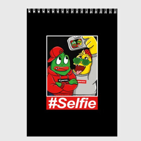 Скетчбук с принтом Селфи в Екатеринбурге, 100% бумага
 | 48 листов, плотность листов — 100 г/м2, плотность картонной обложки — 250 г/м2. Листы скреплены сверху удобной пружинной спиралью | background | black | cap | cool | dude | green | guy | monster | phone | photo | selfie | street | style | yellow | желтый | зеленый | кадр | кепка | красный | креатив | круто | монстр | очки | парень | пацан | прикольный | свитер | селфи | серый 
