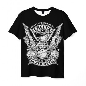 Мужская футболка 3D с принтом Eagles of Death Metal в Екатеринбурге, 100% полиэфир | прямой крой, круглый вырез горловины, длина до линии бедер | 