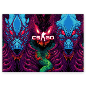 Поздравительная открытка с принтом CS GO Hyper Beast в Екатеринбурге, 100% бумага | плотность бумаги 280 г/м2, матовая, на обратной стороне линовка и место для марки
 | 2019 | computer game | counter strike | cs | cs go | csgo | dota | dota2 | game | howl | hyperbeast | warning | автомат | вой | го | игрок | компьютерная игра | контр страйк | контра | кс | оружие | турнир