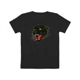 Детская футболка хлопок с принтом Пантера в Екатеринбурге, 100% хлопок | круглый вырез горловины, полуприлегающий силуэт, длина до линии бедер | кот | котики | коты | кошка | кошки | пантера | пантеры