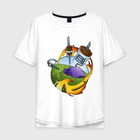 Мужская футболка хлопок Oversize с принтом Череп в Екатеринбурге, 100% хлопок | свободный крой, круглый ворот, “спинка” длиннее передней части | алхимия | ересь | наука | череп