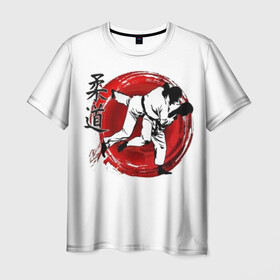 Мужская футболка 3D с принтом Judo в Екатеринбурге, 100% полиэфир | прямой крой, круглый вырез горловины, длина до линии бедер | guruma | judo | kata otoshi | бой | борьба | дзюдзюцу | дзюдо | кимоно | мотивация | мягкий | приемы | путь | сила | скорость | спорт | стиль | татами | япония