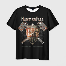 Мужская футболка 3D с принтом HammerFall в Екатеринбурге, 100% полиэфир | прямой крой, круглый вырез горловины, длина до линии бедер | hammerfall | heavy metal | metal | группа | метал | музыка | пауэр метал | рок | хэви метал