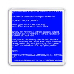 Магнит 55*55 с принтом СИНИЙ ЭКРАН СМЕРТИ в Екатеринбурге, Пластик | Размер: 65*65 мм; Размер печати: 55*55 мм | Тематика изображения на принте: anonymus | blue death screen | cod | hack | hacker | it | program | texture | айти | аноним | анонимус | взлом | код | кодинг | программа | программист | текстура | хак | хакер