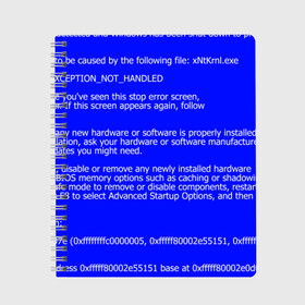 Тетрадь с принтом СИНИЙ ЭКРАН СМЕРТИ в Екатеринбурге, 100% бумага | 48 листов, плотность листов — 60 г/м2, плотность картонной обложки — 250 г/м2. Листы скреплены сбоку удобной пружинной спиралью. Уголки страниц и обложки скругленные. Цвет линий — светло-серый
 | Тематика изображения на принте: anonymus | blue death screen | cod | hack | hacker | it | program | texture | айти | аноним | анонимус | взлом | код | кодинг | программа | программист | текстура | хак | хакер