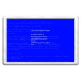 Магнит 45*70 с принтом СИНИЙ ЭКРАН СМЕРТИ в Екатеринбурге, Пластик | Размер: 78*52 мм; Размер печати: 70*45 | anonymus | blue death screen | cod | hack | hacker | it | program | texture | айти | аноним | анонимус | взлом | код | кодинг | программа | программист | текстура | хак | хакер
