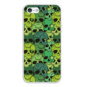 Чехол для iPhone 5/5S матовый с принтом Зеленые черепа в Екатеринбурге, Силикон | Область печати: задняя сторона чехла, без боковых панелей | Тематика изображения на принте: anger | black | death | drawing | green | horror | illustration | lime | look | marsh | scary | skull | terrible | болотный | взгляд | зеленый | злость | иллюстрация | рисунок | салатовый | страшный | ужас | ужасный | черепа | черный