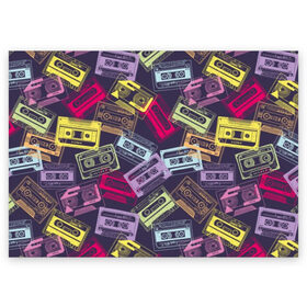 Поздравительная открытка с принтом Разноцветные кассеты в Екатеринбурге, 100% бумага | плотность бумаги 280 г/м2, матовая, на обратной стороне линовка и место для марки
 | audio | drawing | green | mauve | multicolored | music | purple | retro | turquoise | vintage | yellow | аудио | бирюза | винтаж | желтый | зеленый | кассета | лиловый | музыка | разноцветные | ретро | рисунок | фиолетовый